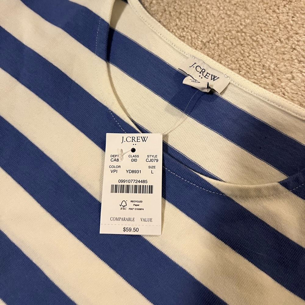 NWT J. Crew Nautical Striped Tee with Button Accents - Picture 5 of 6